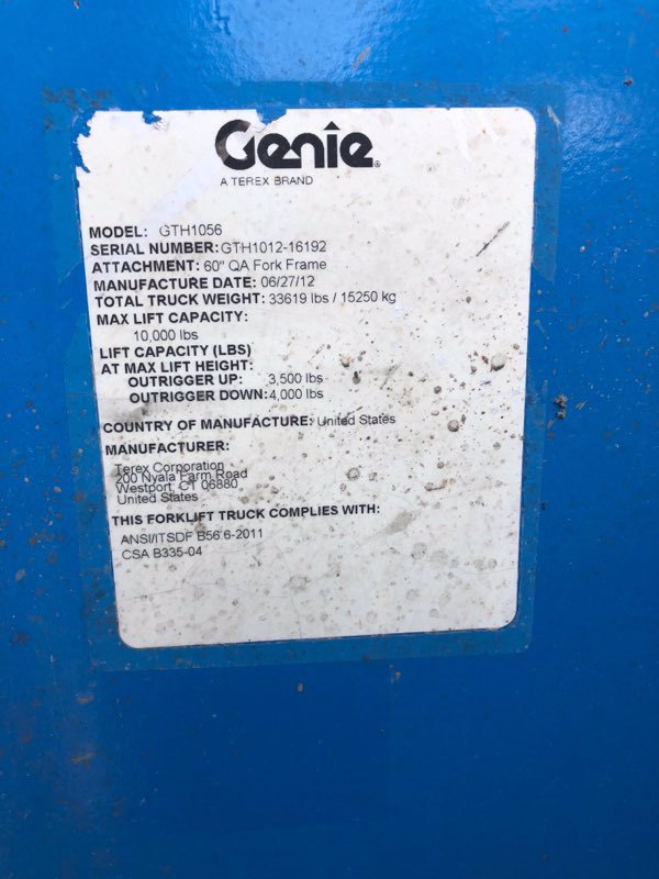2012 Genie GTH-1056