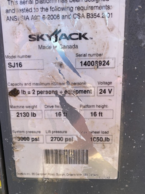 2016 Skyjack SJ16