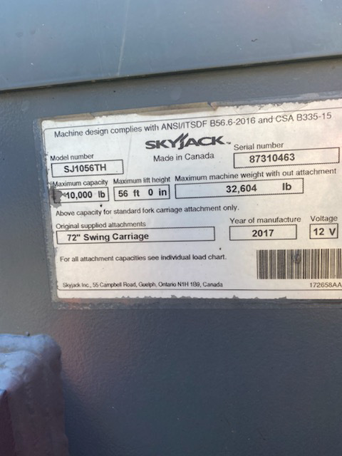2017 Skyjack SJ1056 TH