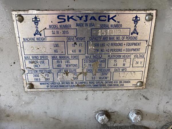 2000 Skyjack SJIII 3015