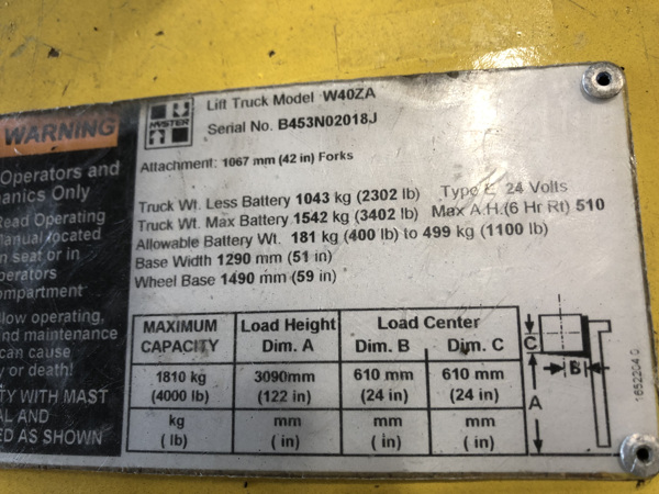 2011 Hyster W40ZA