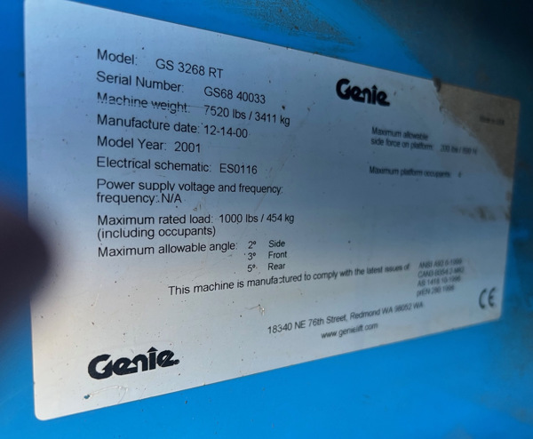 2001 Genie GS-3268RT