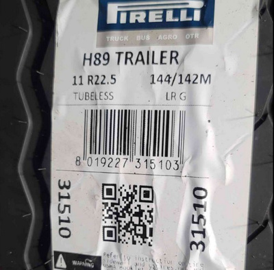  Pirelli 11R22.5 H89 Trailer144/142M LR H 14PR 3151000