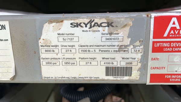 2008 Skyjack SJ-7127RT