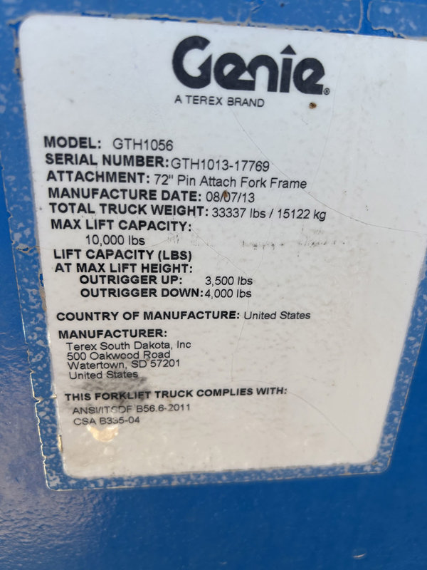 2013 Genie GTH-1056