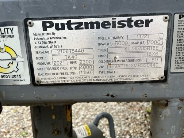 2021 Putzmeister TK40