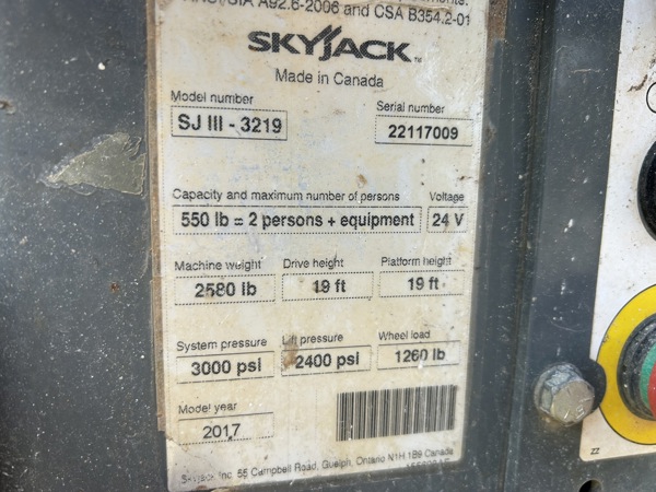 2017 Skyjack SJ3219