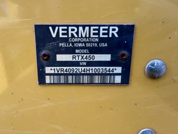 2017 Vermeer RTX450