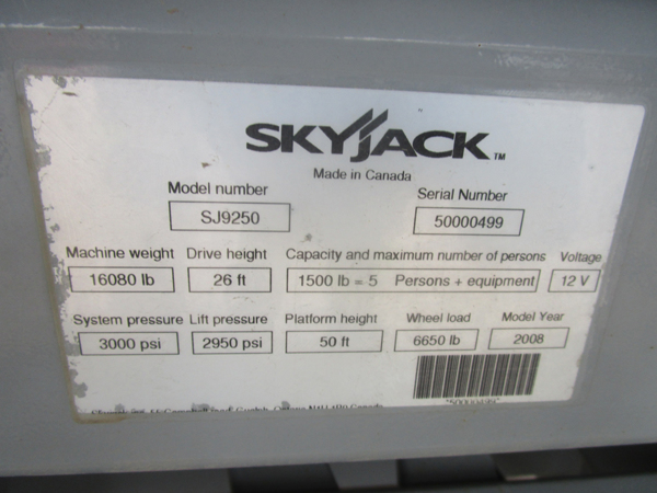 2008 Skyjack SJ-9250